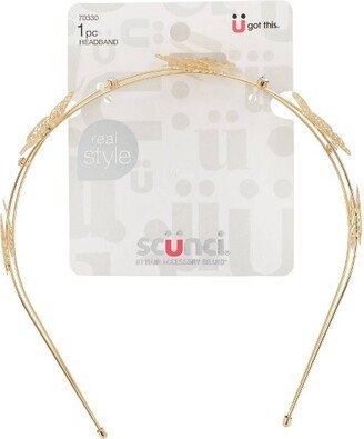 Double Stand Butterfly and Stone Metal Headband - Gold