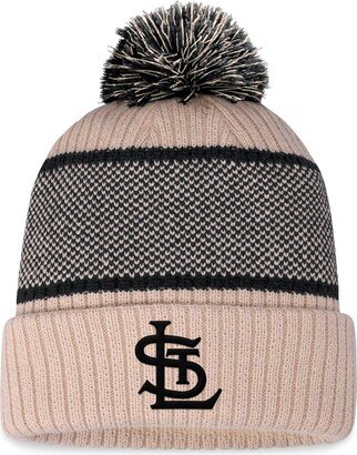 Women's Branded Natural, Black St. Louis Cardinals Cuffed Knit Hat with Pom - Natural, Black