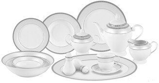 Alina Silver 57-pc Dinnerware Set, Service for 8