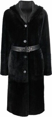 Reversible Hooded Shearling Coat-AA