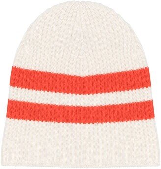 Striped Ribbed-Knit Beanie