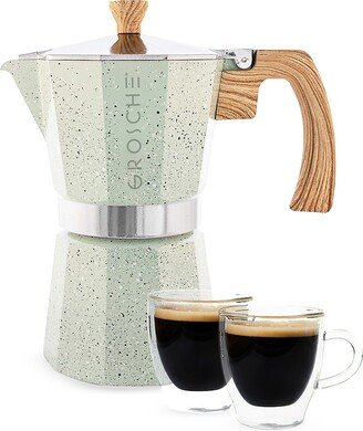 Milano Stone Stovetop Espresso Maker, 9 Cup Moka Pot Gift Set