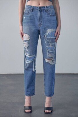 Hidden Tracey High Rise Straight Leg Jean In Dark Wash