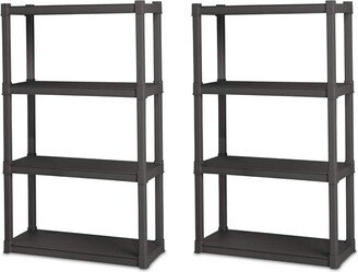 Plastic Indoor Outdoor 4 Shelf Durable Shelving Unit, Gray, 2 Pack - 2-Pack