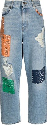 Patchwork denim jeans-AA