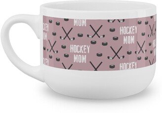 Mugs: Hockey Mom - Mauve Latte Mug, White, 25Oz, Pink