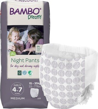 Bambo Nature Bambo Dreamy Potty Training Night Pants for Girls Ages 4-7, 10 Count, 3 Packs, 30 Total