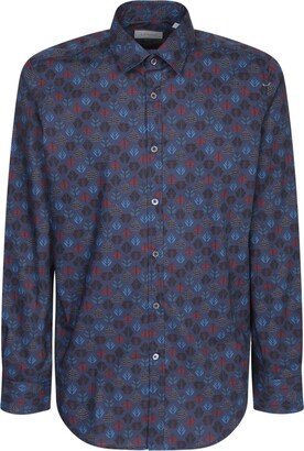 Patterned Print Blue Shirt