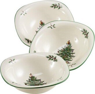 Christmas Tree Dip Dishes, 5-inch Set of 3 Fine Earthenware Dipping Bowls for Serving Sauces and Side Dishes