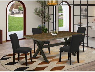 Dinette Set Includes Kitchen Chairs with Upholstered Seat and a Dining Table