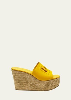 Cutout Leather Espadrille Wedges
