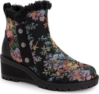 Women's Norway Halden Wedge Booties, Black Multi,