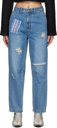 Blue Embroidered Jeans-AB