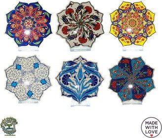 Hand Painted Ceramic Tile Trivet 7 For Hot Dishes Pot, Unique Turkish Decorative Wall Kitchen Gift For New Home Lovers