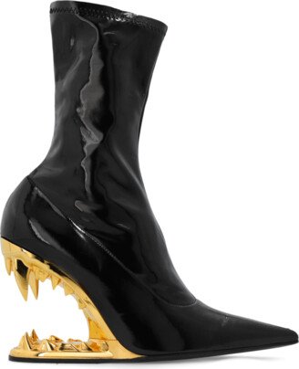 ‘Morso’ Vinyl Wedge Boots - Black