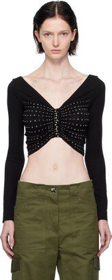 Rabanne Black Studded Long Sleeve T-Shirt