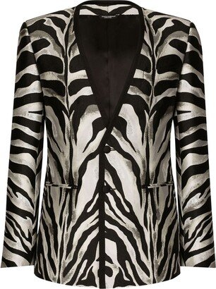 Abstract-Print Single-Breasted Blazer