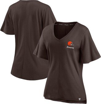 Women's Branded Brown Cleveland Browns Southpaw Flutter V-Neck T-shirt