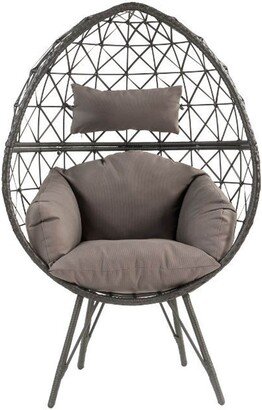 Tiramisubest Patio Wicker Lounge Teardrop Chair with Cushion