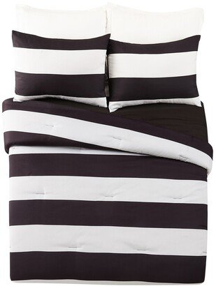 Lavelle 3 Piece Comforter Set, Full/ Queen - Black, White