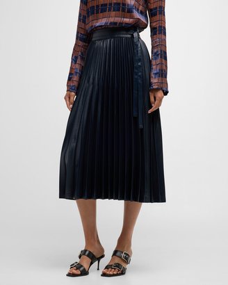 Pleated Chintz Midi Skirt