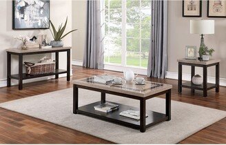 Elga Transitional Walnut 3-Piece Coffee Table Set with Shelf