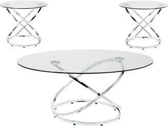 Brassex Inc. Mia 3-Piece Coffee Table Set, Silver