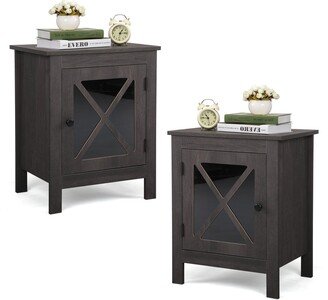 Calnod Set of 2-Piece X-Shaped Door Bedside Table, Modern Style Bedside Furniture, Suitable for Rooms