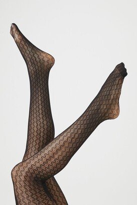 Sheer Wavy Tights in Black, S/M