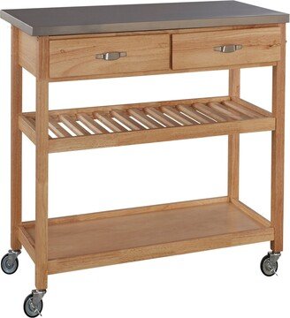 Natural Designer Utility Cart with Stainless Steel Top