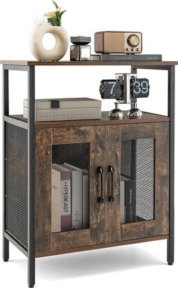 Industrial Liquor Bar Cabinet Buffet Sideboard Wine Rack Glass Holder