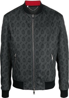 Crest monogram-print bomber jacket