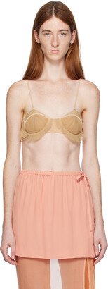 Beige Exploding Flower Bra