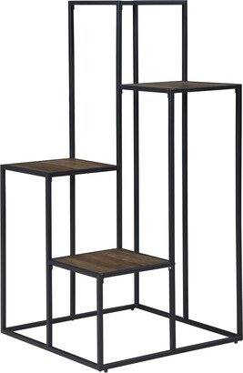 4-Tier Display Shelf in Black and Rustic Brown