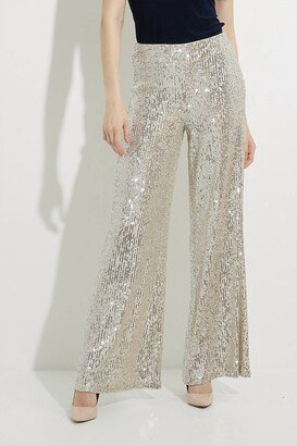 Sequin Detail Pants In Silver/nude