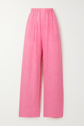 Crinkled Silk-jacquard Pants - Pink