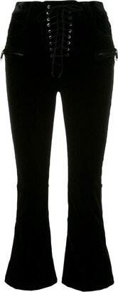 Velvet Cropped Lace-Up Trousers