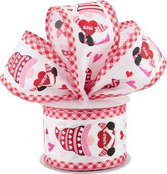 Valentine Gnome Wired Ribbon, Red Heart 2.5 Inch, 10 Yards, Wreath Supplies, Craft Supplies