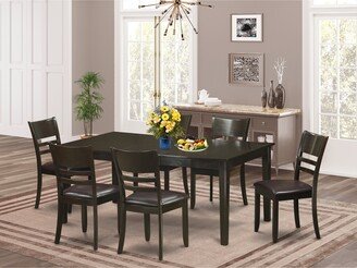 East West Furniture LLC 7-piece Formal Dining Room Set - a Dining Table with Leaf - Kitchen Chairs - Henley Cappuccino Finish