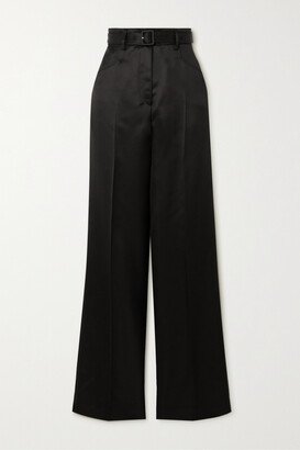 Norman Belted Wool And Silk-blend Straight-leg Pants - Black