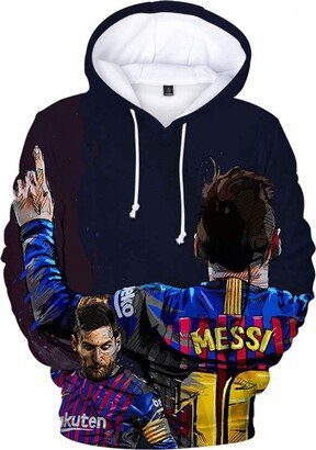 ASVIL Teens Lionel Messi Cotton Pullover Sweatshirts 3D Print Hoodies-Womens Fleece Long Sleeve Tops