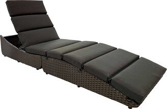 Luxmod Indoor/Outdoor Patio Wicker Sunbed with Dark Grey Polyester Cushion