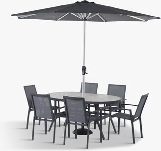 Bramblecrest Seville Oval Dining Table with Parasol and Base