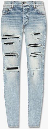 Distressed Tapered Leg Jeans-AC