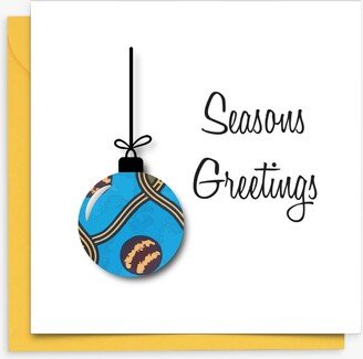 AfroTouch Design Fabric Print Bauble Christmas Card