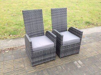 Fimous Outdoor Wicker Rattan Garden Furniture Reclining Chairs 2 PC