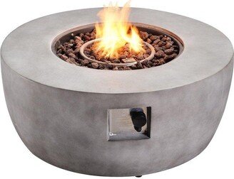 Teamson Home Outdoor Garden Concrete, Round, Propane Gas Fire Pit Table Burner