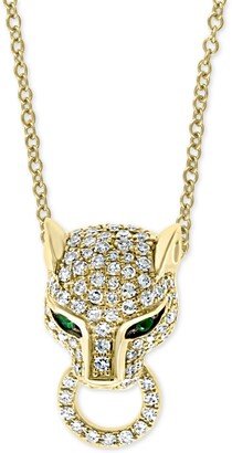 Diamond (3/8 ct. t.w.) & Emerald (1/20 ct. t.w.) Panther 18