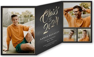 Graduation Announcements: Graceful Type Graduation Announcement, Grey, Trifold, Matte, Folded Smooth Cardstock