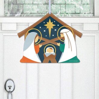 Big Dot Of Happiness Holy Nativity - Hanging Religious Christmas Outdoor Front Door Decor - 1 Pc Sign